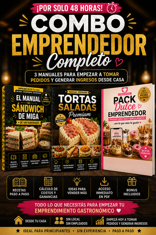 SUPER COMBO EMPRENDEDOR | Sándwiches + Tortas Saladas + Pack Dulce